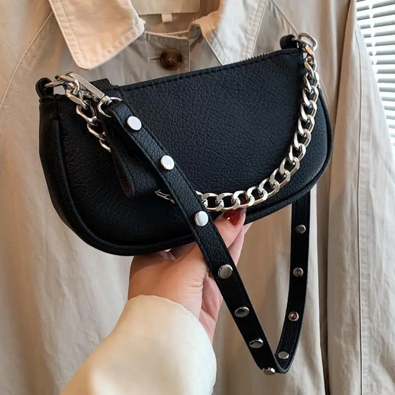 High Quality Retro Small Bag 2023 New Women's Bag Luxury Crossbody Bag Popular Rivet Single Shoulder Underarm Bag Wallet Handbag