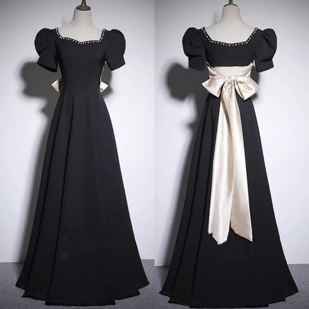Matching Jersey Pleat Bow Pleat O-Neck Midi Dresses Prom Dresses Classic Exquisite Modern Style Pastrol Unisex Chinese Style