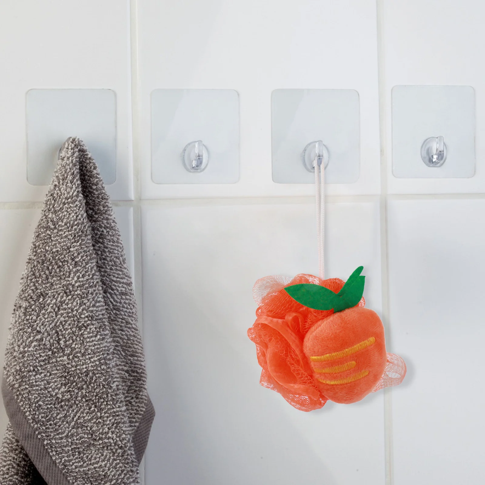

4Pcs Cartoon Fruit Shape Bath Ball Shower Sponge Mesh Exfoliating Brush Soft Foam Hanging Rope for Home Travel