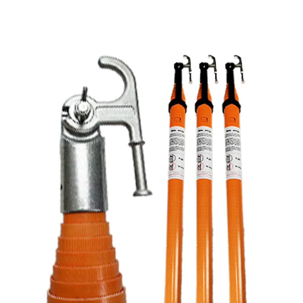 Orange 35ft Triangle Hot Rod Retractable for Cutting Fuse Arrester High Voltage Retractable Insulated Operating Rod