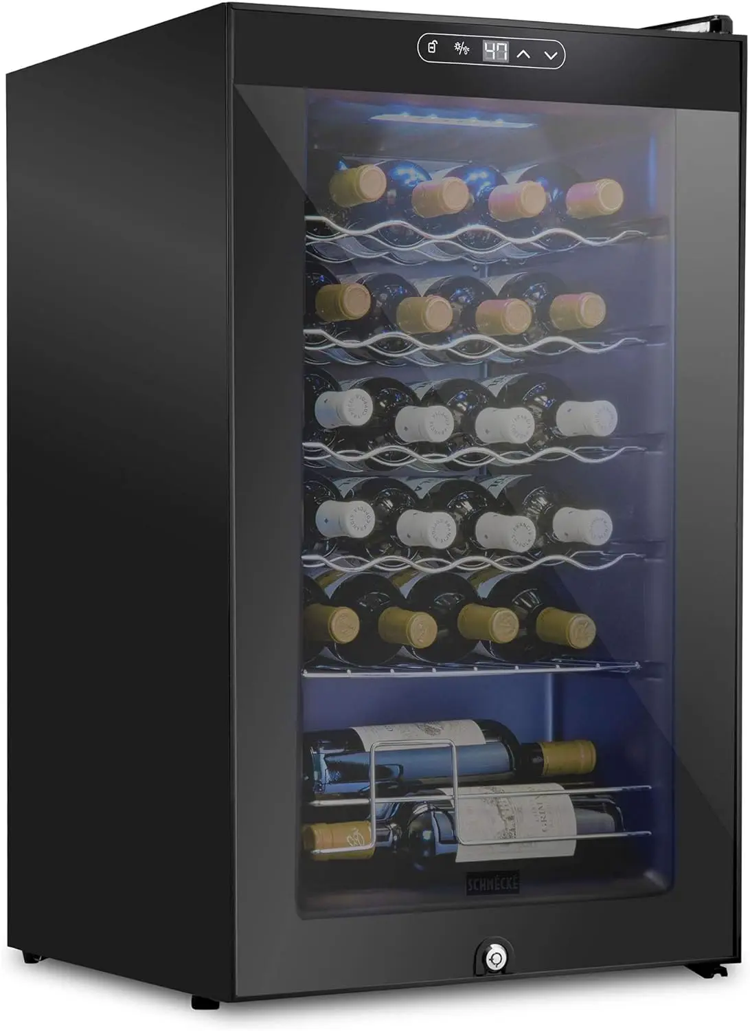 Schmecke-enfriador de vino con cerradura, 24 botellas, compresor, refrigerador, gran bodega independiente, 41f-64f