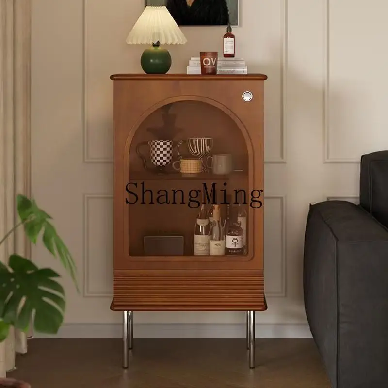 

CL solid wood small side cabinet TV cabinet sideretro vertical living room sofa storage entrance storage simple