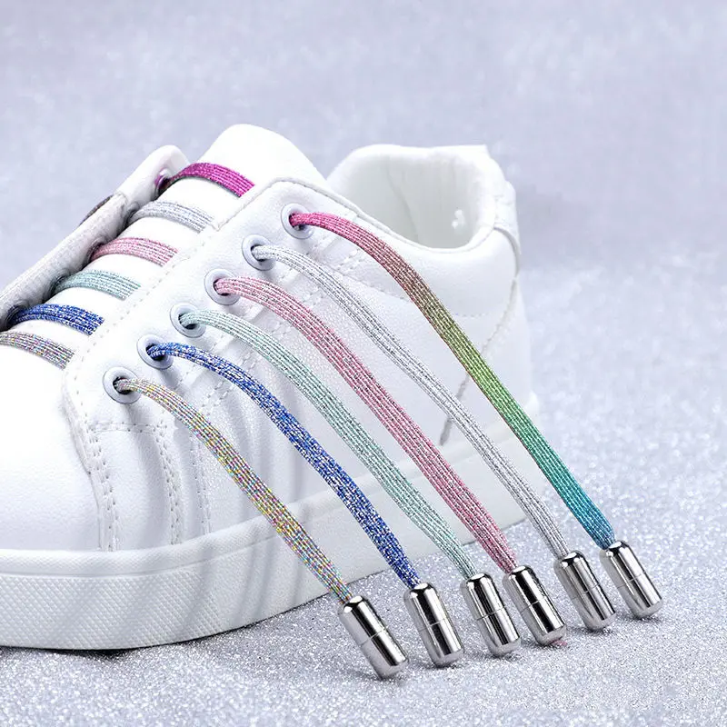 

Gold and Silver Lazy Shoelace Buckle Colorful Capsule Buckle Elastic Tie-Free Elastic Flat Sports Convenient
