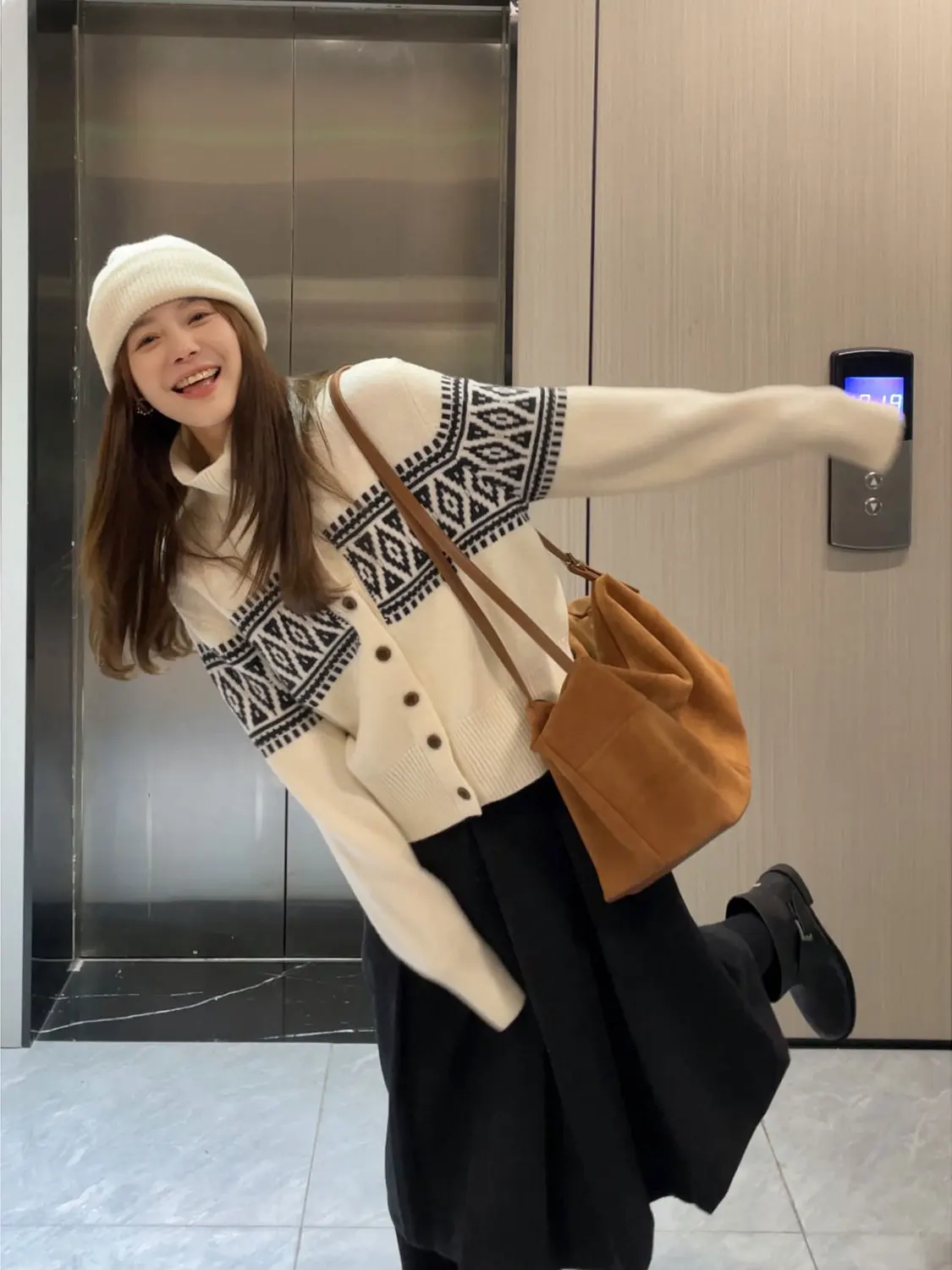 

High Collar Knitted Woolen Sweater Cardigan for Women Autumn Winter Faion Korean Sle Color Blo Design Girls Premium Qua...