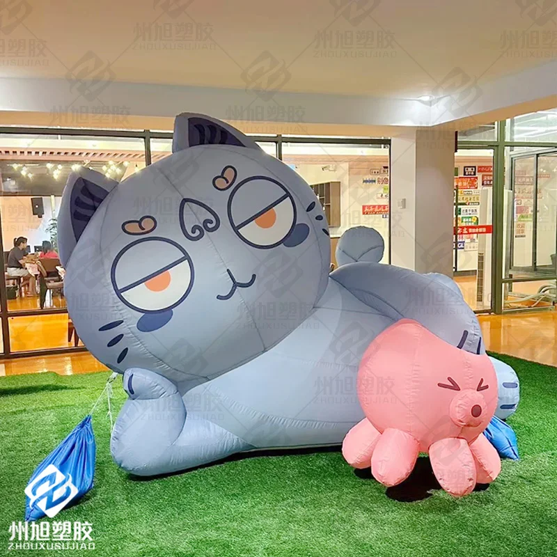 

Giant inflatable cartoon cat catch jellyfish, inflatable cat activity exhibition decoration advertising props