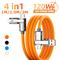 4 In 1 120W USB Type-C Cable PD 100W Type C To USB C for iPhone 15 Pro Max 3 IN 1 Fast Charging Charger Data Cable 1M/1.5M/2M