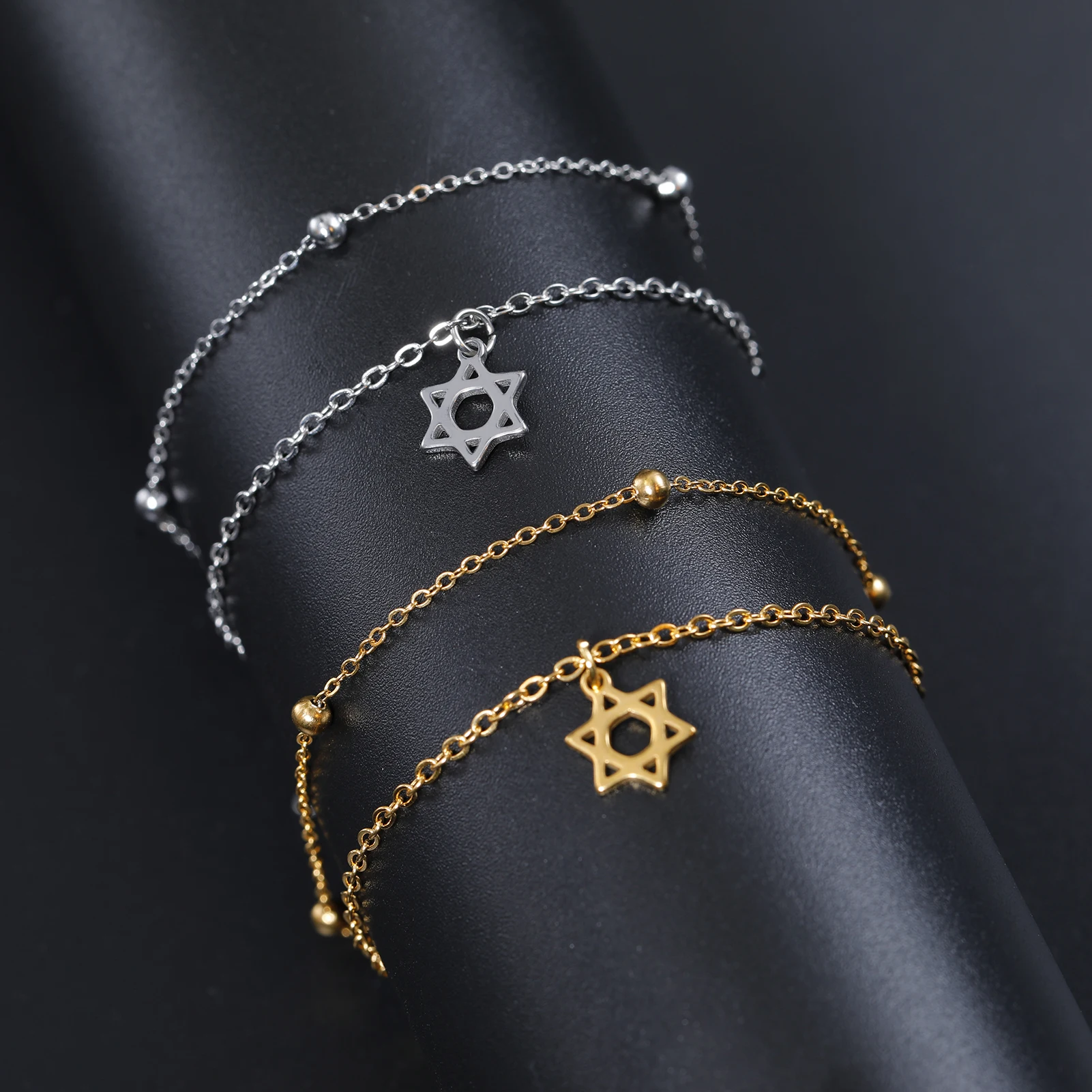 Jewish Mage David Star Charm Bracelet Stainless Steel Charm Bracelet Women's Retro Jewish Jewelry Gift