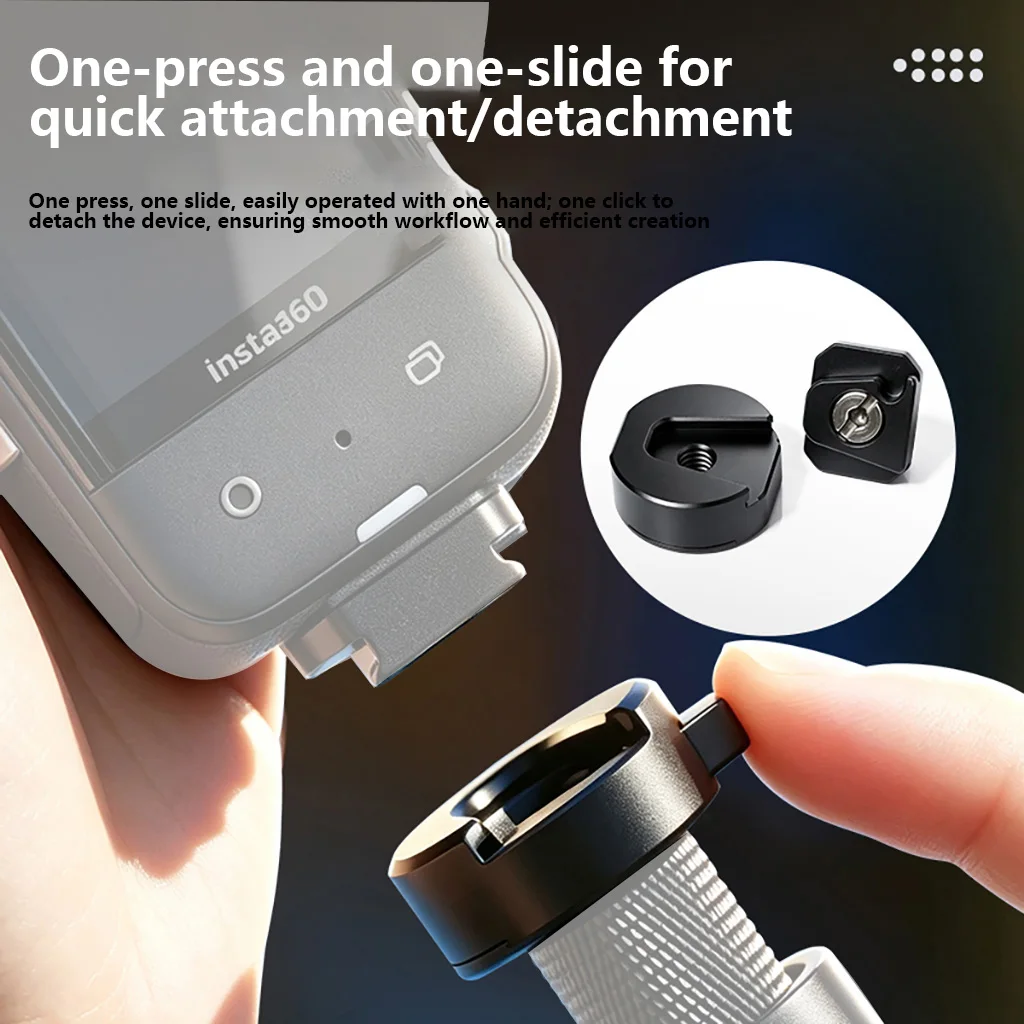 Schnellwechselbasis mit 1/4-Zoll-Schraube, Panorama-Kamerahalterung mit sicherer Verriegelung für DJI Insta360 Action-Kamera, Stativ und Gimbal – Detail 6