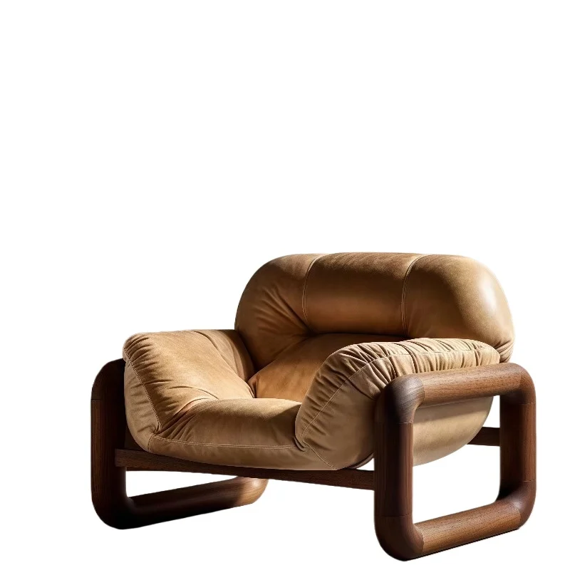 

Wabi Sansan Solid Wood Single Sofa Chair Black Walnut Living Room Backrest Armchair