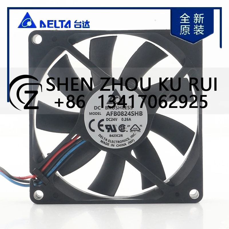 

Delta 5V 12V 48V DC24V 0.26A AC EC 8015 80X80X15MM 8CM Inverter Double Ball Bearing Mute Large air Volume AFB0824SHB Cooling Fan