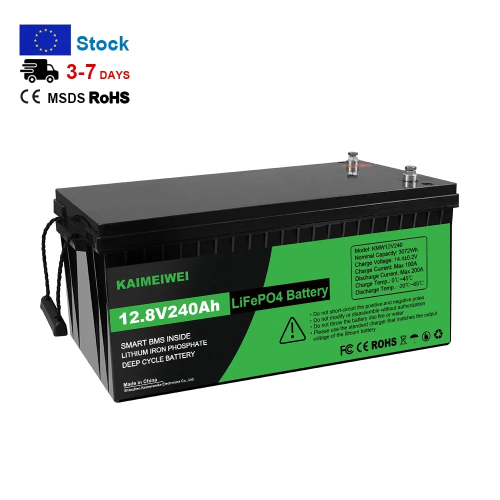 

EU STOCK lifepo4 4s 12v 200ah 240Ah LiFePO4 built-in BMS Deep Cycle Energy Storage Lithium ion Bbattery