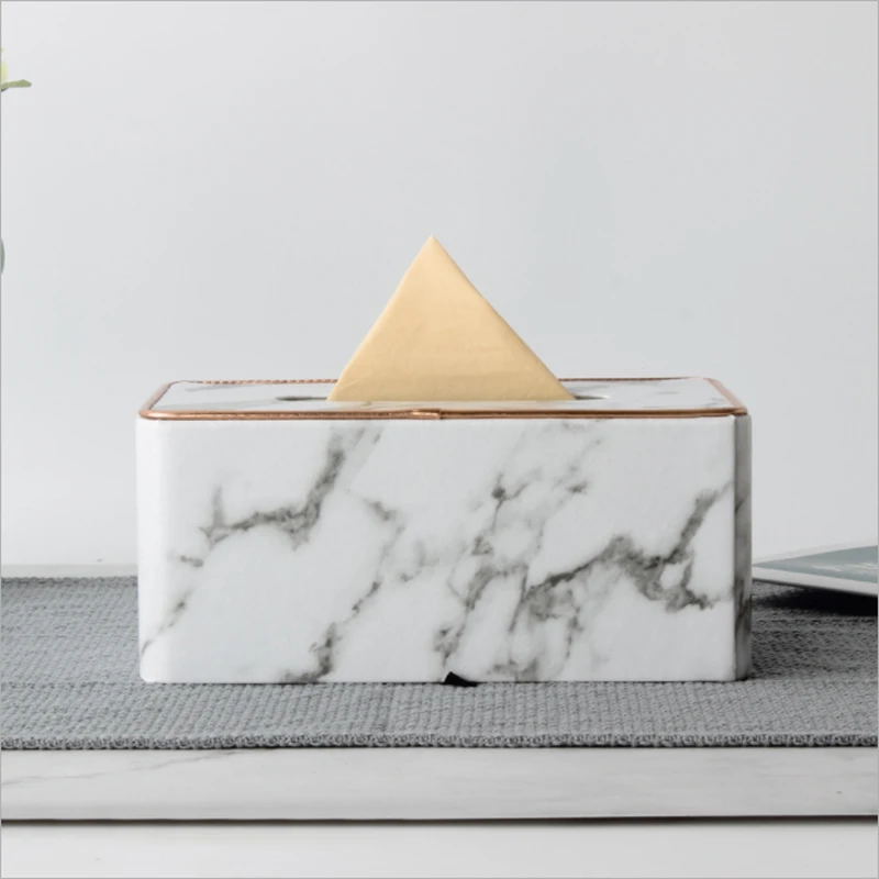 Marble Phnom Penh Tissue Box Desktop Toilet Napkin Tissue Holder Desktop Tissue Protection Box Metal Frame Tissue Box