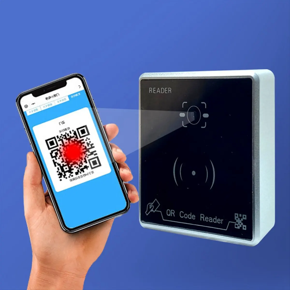 QR Code Reader Waterproof RFID Card Reader Access Control Card Reader Wiegand 26/34/66BIT Output Support CPU/IC/M1 Card-DT82