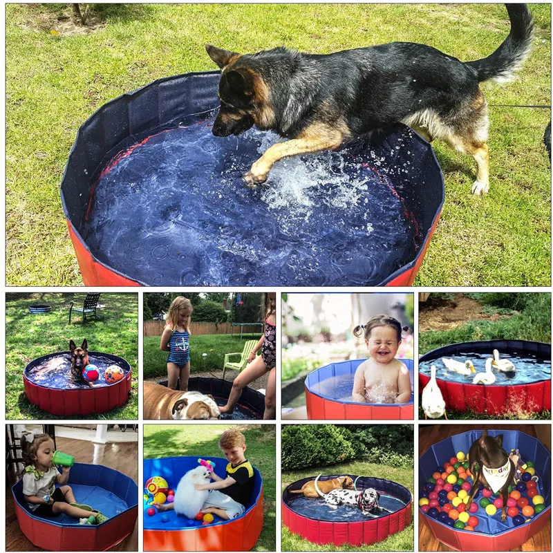 Piscina infantil exterior portátil e dobrável para cão, 120x30cm, verão