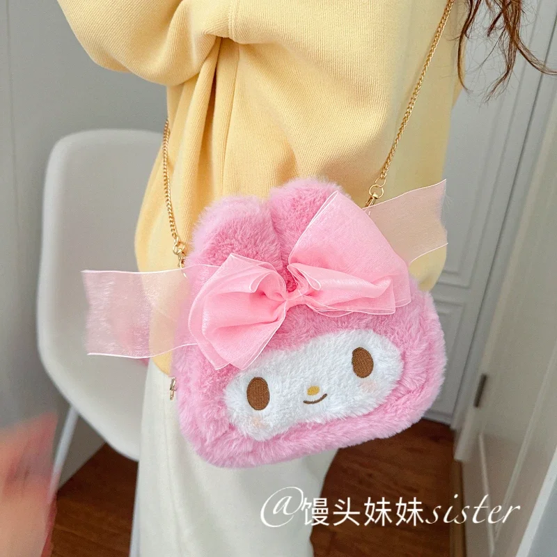 Sanrio Cute My Melody Makeup Bag Girly Plush Bag Girl Women Shoulder Bag Chain Bag Handbag Pink Cosmetic Bag Tote Bag Gifts Girl