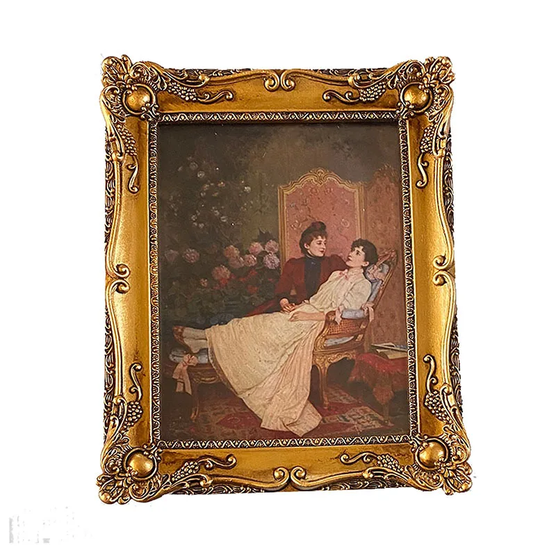 

Mutihome 2026 Room Decoration Photo Frame American Country Retro Gold Resin Photo Frame Wall Artist Creative Picture Frames