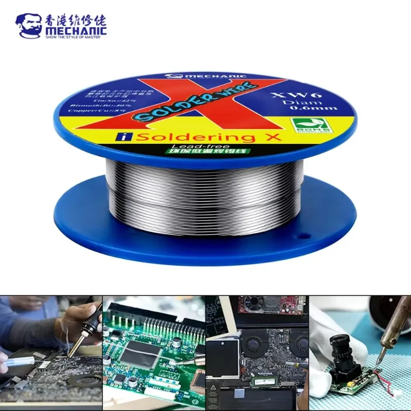 MECHANIC High-Purity 50g 0.5/0.6mm Rosin Core Lead-Free 138℃ Real Low Melting Point Solder Wire Welding Flux Sn/Bi/Cu 42%/50%/8%