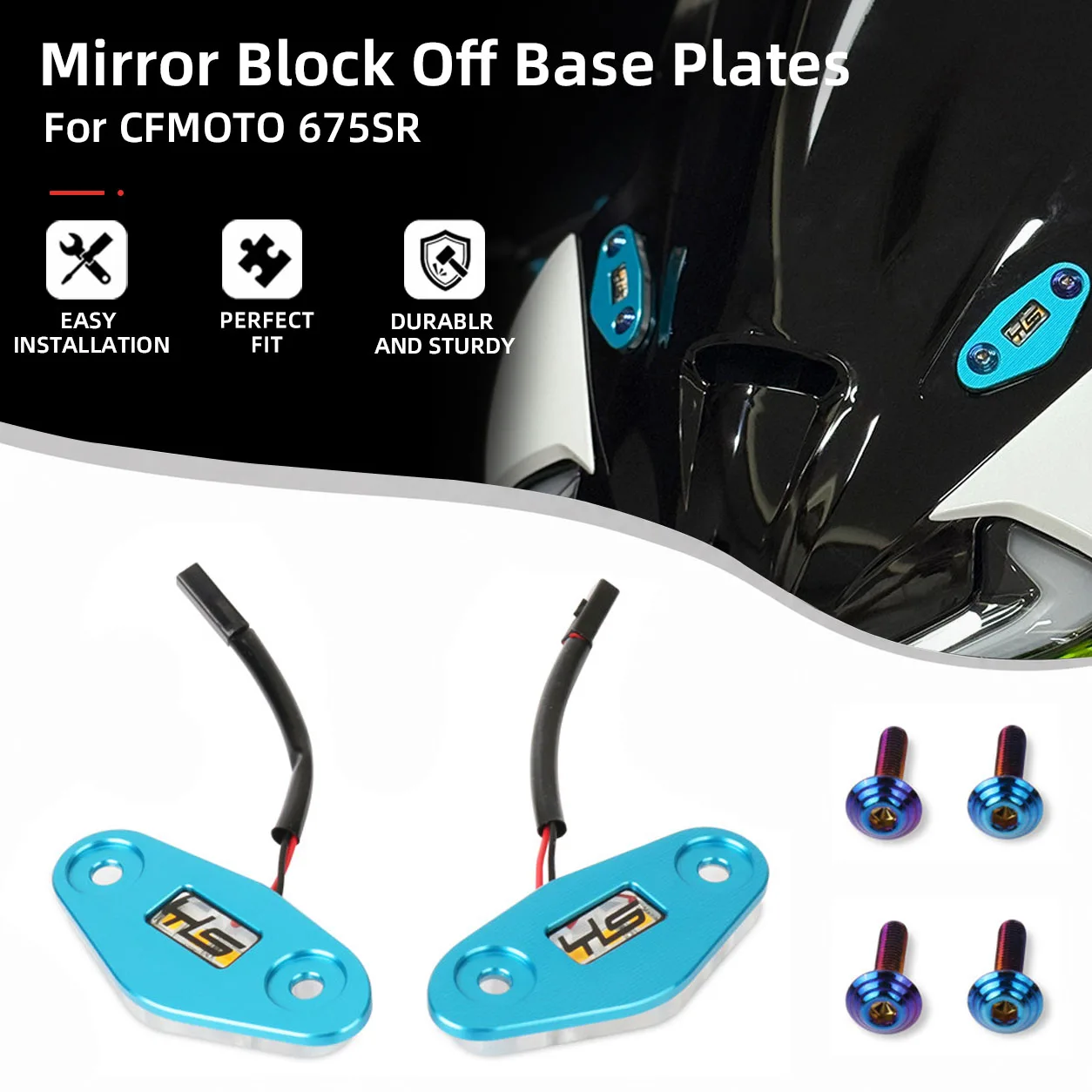 For CFMOTO 675SR 675SS 675SR-R Motorcycle Rearview Mirror Base Cover Block Off Base Plates Led Light CF MOTO 675 SR 675 SR-R