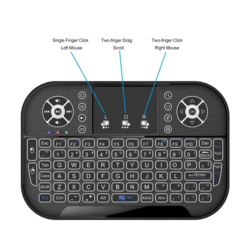 Control remoto Fly Air Mouse 2,4G Compatible con Bluetooth control remoto de mano retroiluminado con panel táctil recargable para PC portátil
