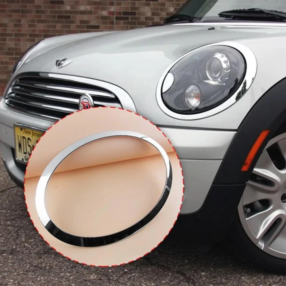 لسيارات Bmw Mini F55 F56 R55 R56 2007-2015 المصباح الأمامي المزخرف بإطار فضي مطلي بالكروم وحواف