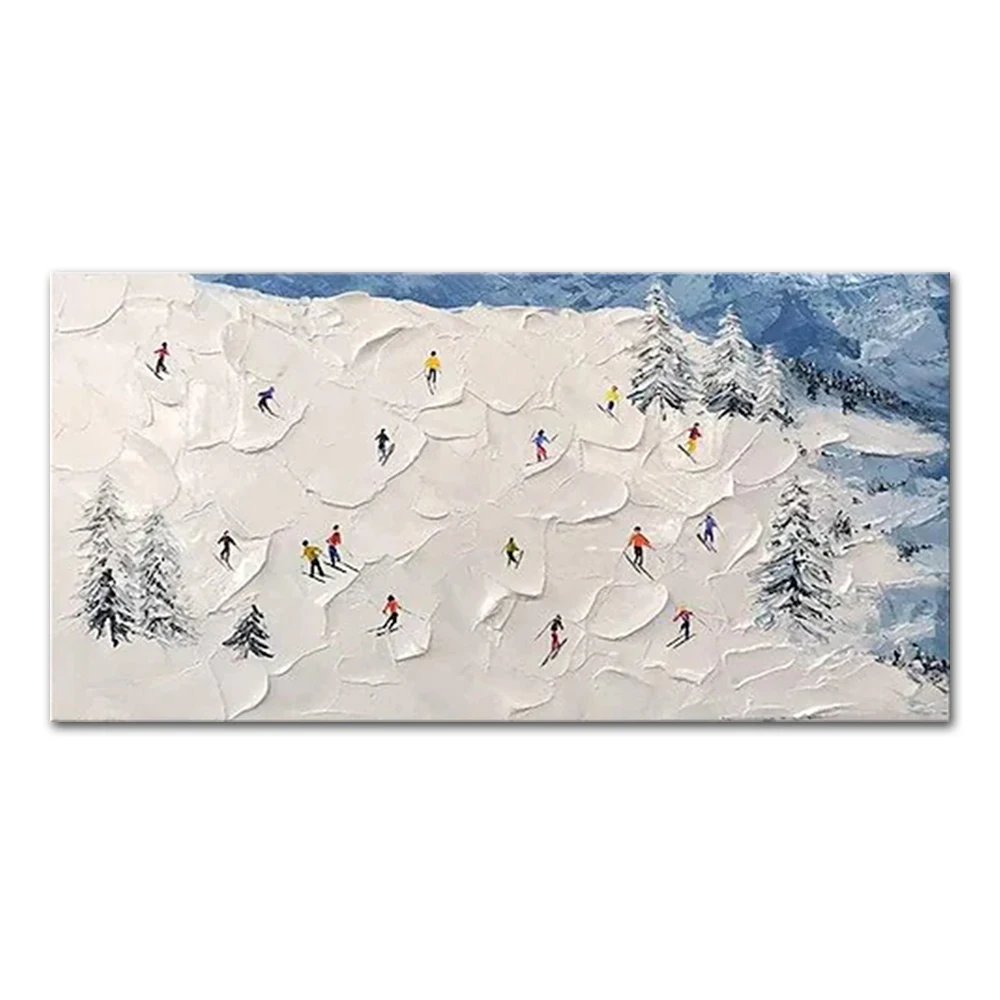 

Mintura, нож ручной работы, альпийские лыжи, картина маслом на холсте, современный домашний декор, абстрактный пейзажный постер, настенное искусство, украшение комнаты