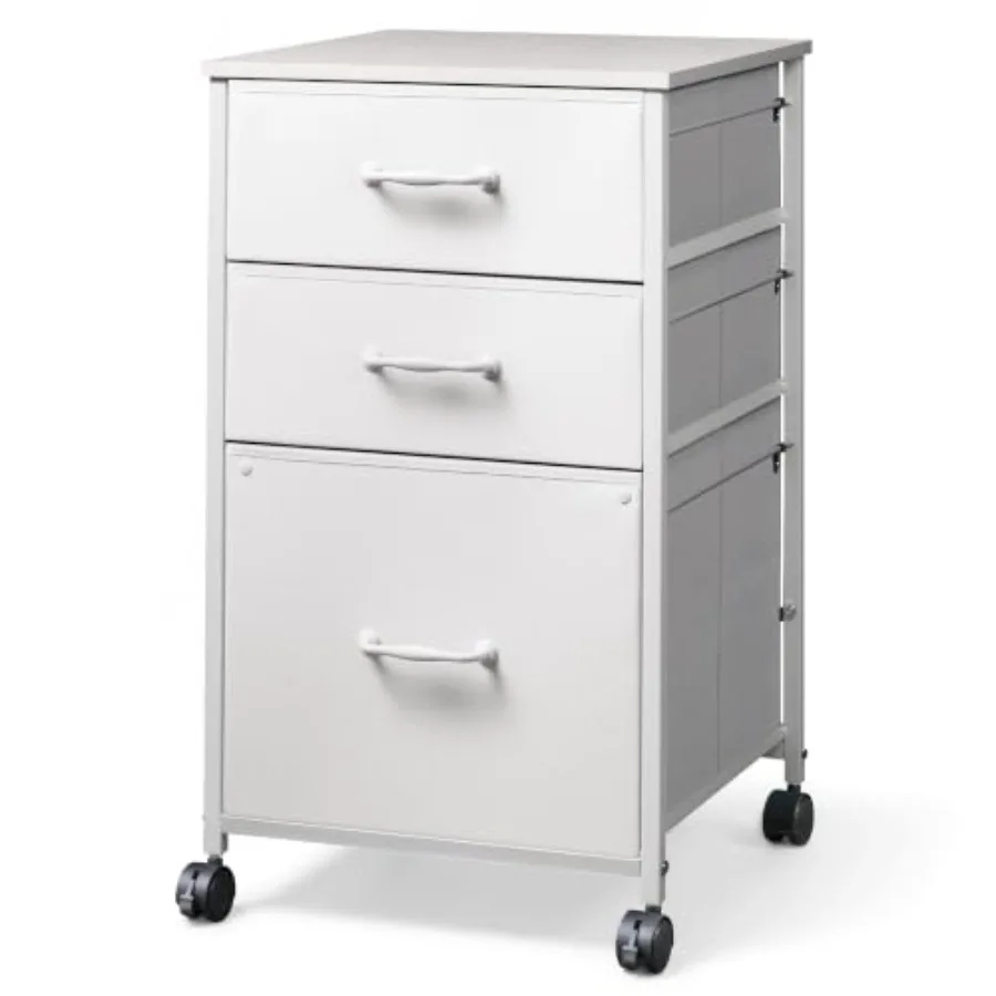 Mobile File Cabinet, Rolling Printer Stand with 3 Drawers, Fabric Vertical Filing Cabinet fits A4 or Letter Size for Home Offic