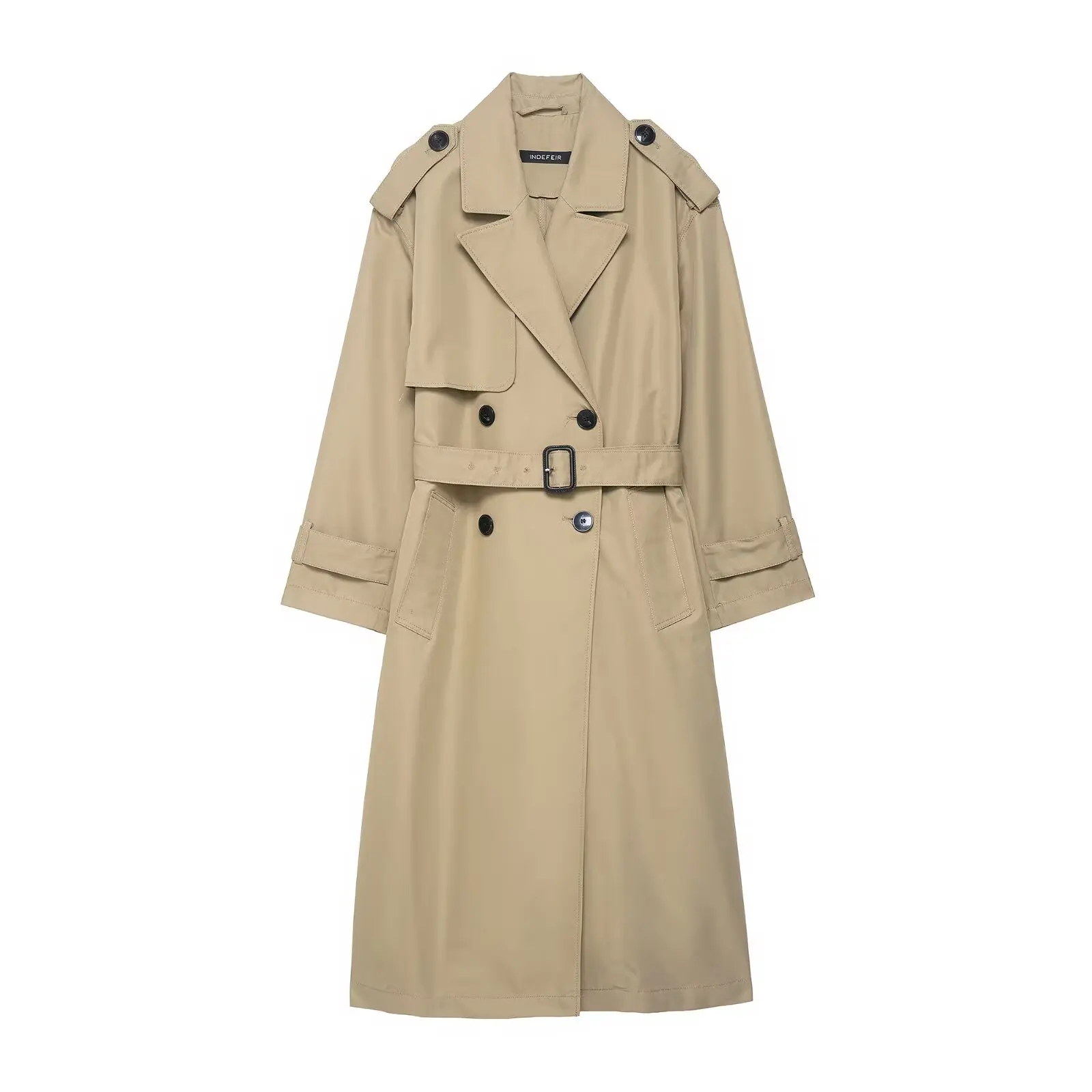 

Women's Trench Coat 2025 Fall New Arrival Fashionable Long Double-Breasted Trench Coat with Belt