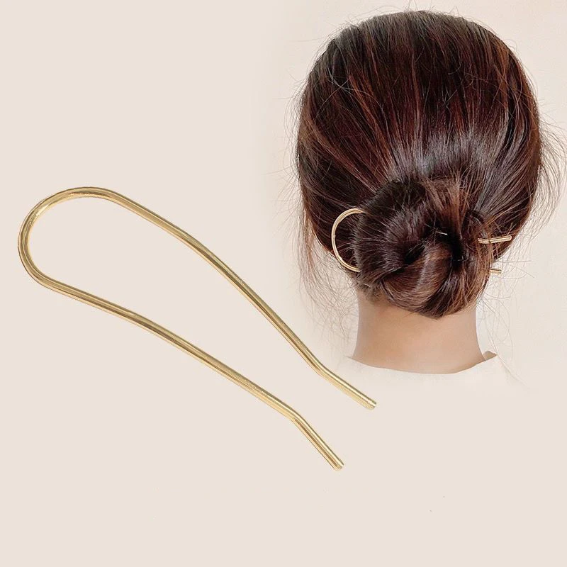 Korean Metal U Shape Hair Pins Clips For Women Girls Simple Silver Gold Color Hair Stick Barrette Wedding Hair Jewelry Accessory