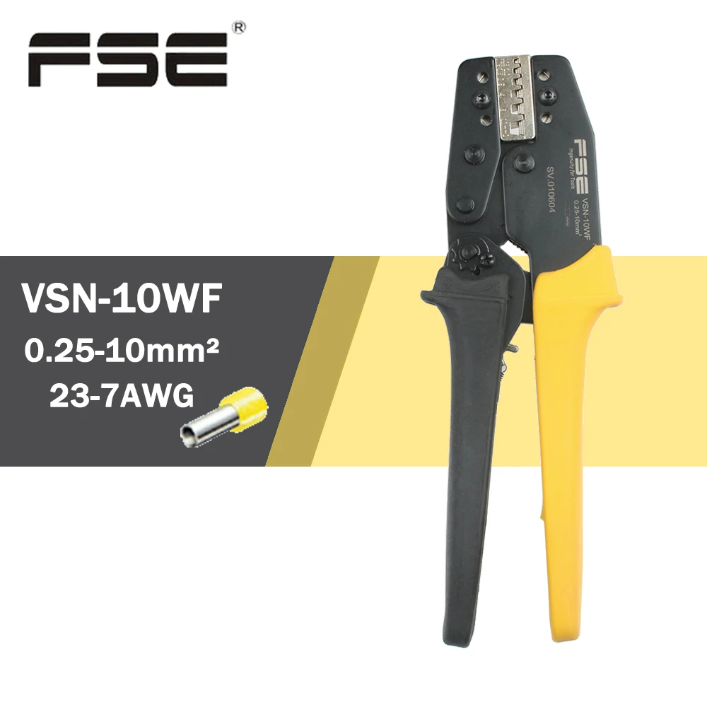 Обжимные клещи VSN-10WF 0,25-10 мм2 23-7AWG для изолированных неизолированных наконечников, трубчатых клемм, высокоточные брендовые инструменты