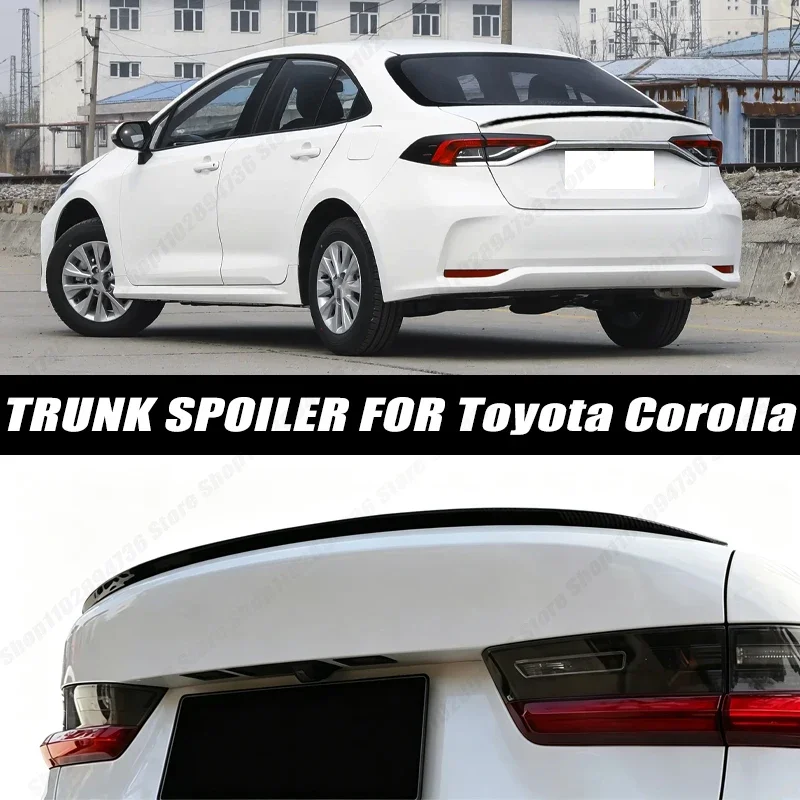 120CM Glossy Black Soft Rubber Universal Rear Trunk Spoiler 5D Carbon Look Tail Wing Fit For Toyota Corolla Car Accessories