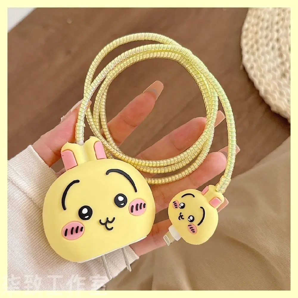 Kawaii Anime Chiikawa Charger Protective Case 20W Power Adapter Cover Anti-break Data Line Protector for IPhone Girls Cute Decor