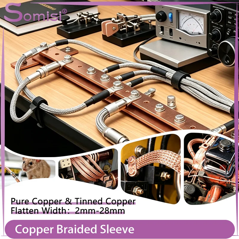 2/4/6/8/10/12/14/16/18/20/25/28mm High Density Metal Sheath Expandable Copper Braided Sleeve Shielded Signal Wire Cable Protect