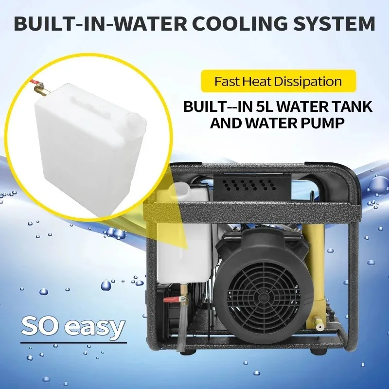 Portable Scuba Tank Compressor,Built-in Water Cooling and Filtration System,Auto Stop Version Compressor（TXEDM032））