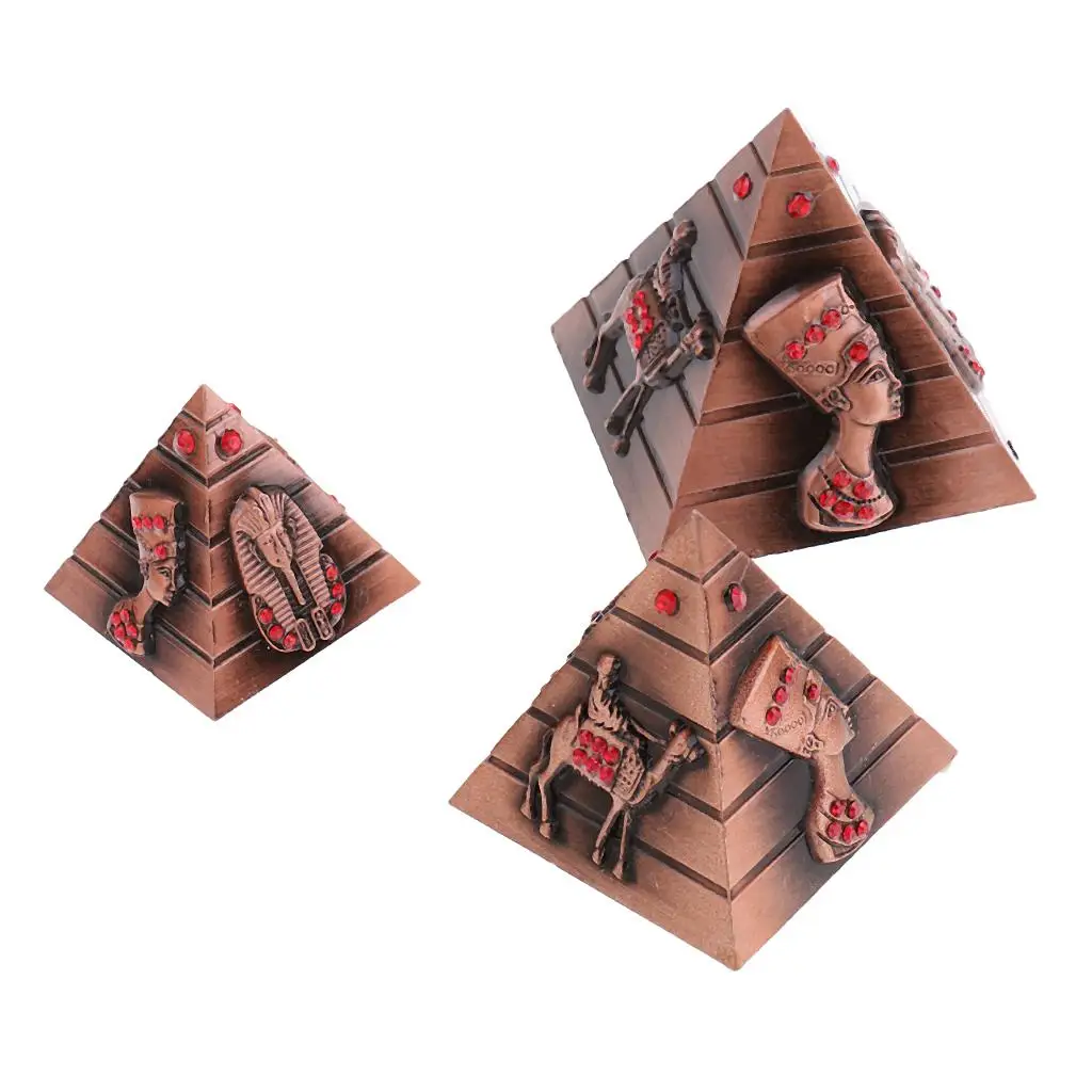 Metal Pyramid Statue Egyptian Decoration Collectible Ornaments Small Architecture Models for Home Office Bookshelf Gift Souvenir