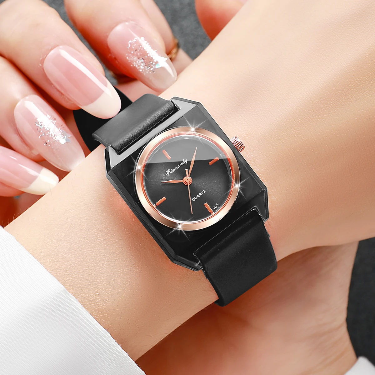 3PCS Fashion Rectangle Women Watches Set Casual Silicone Band Ladies Quartz Wristwatches Relogio Feminino Clock (Without Box)