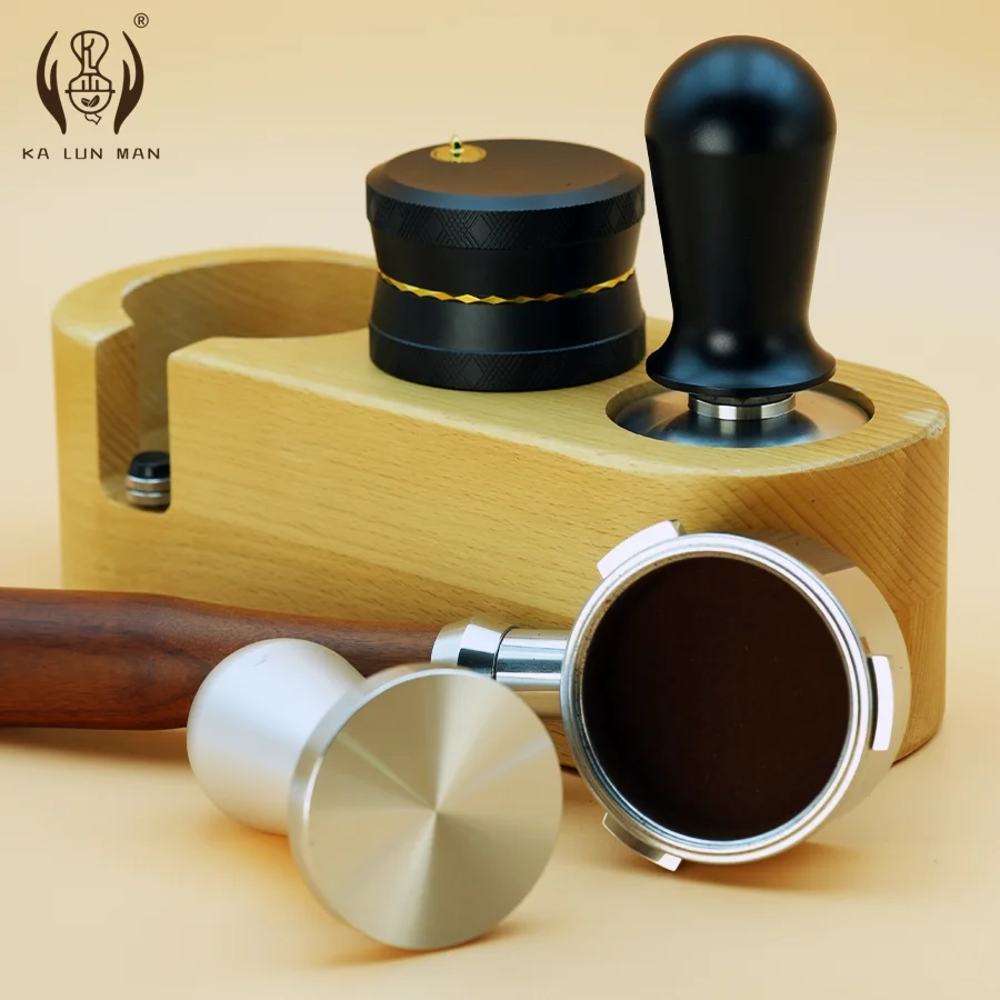 1PC Espresso tamper, stainless steel smooth base, aluminum alloy body, available in silver and black, dimensions: 51.53.58mm.