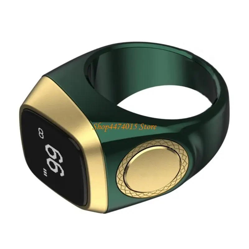 K1AA Zikr Rings Digital Tasbih Counter Beads مع أوقات الصلاة ووظيفة الاهتزاز للكنيسة