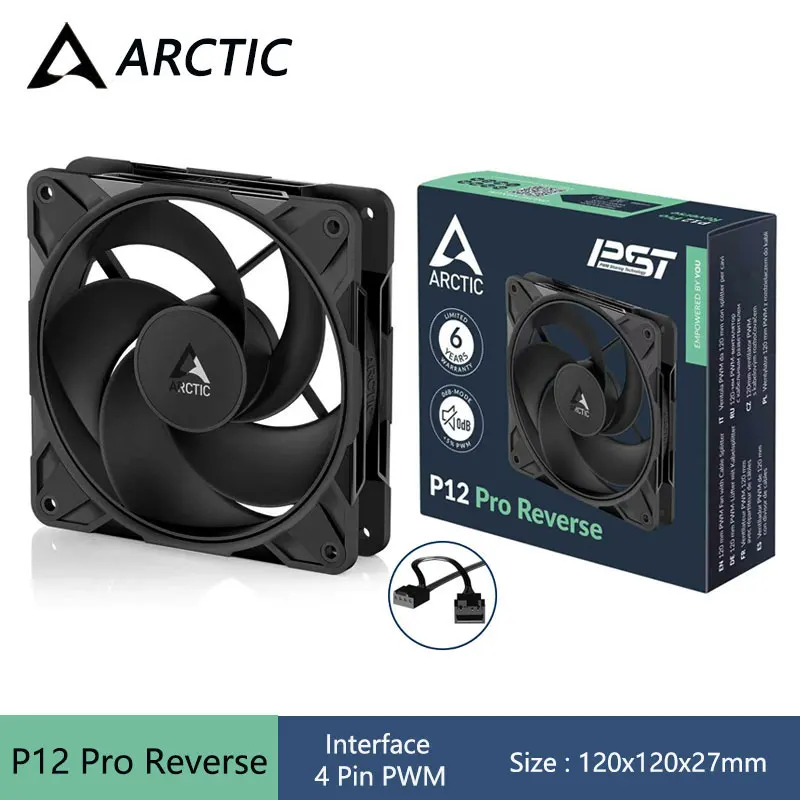 ARCTIC P12 Pro Reverse 120mm Computer Case Fan,12V 4Pin PWM 500-3000RPM/Hydrodynamic Plain Bearing/High Performance Cooling Fan