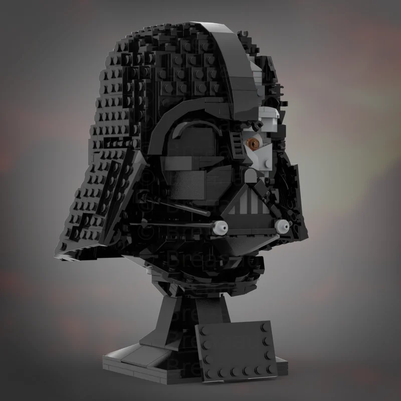 979PCS MOC Battle Damaged Vader Helmet Collection Star Model Building Blocks Bookshelf Decor, Home Decor For Boys Birthday Gift