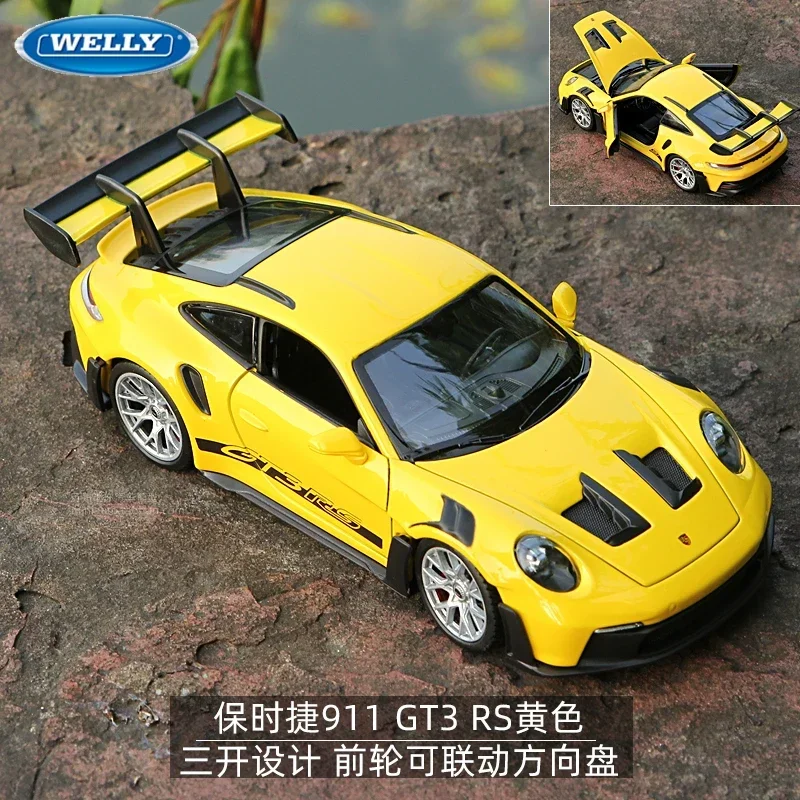 WELLY 1:24 Porsche 911 GT3 RS 992 Supercar Alloy Car Model Diecasts & Toy Vehicles Collect Car Toy Boy Birthday gifts