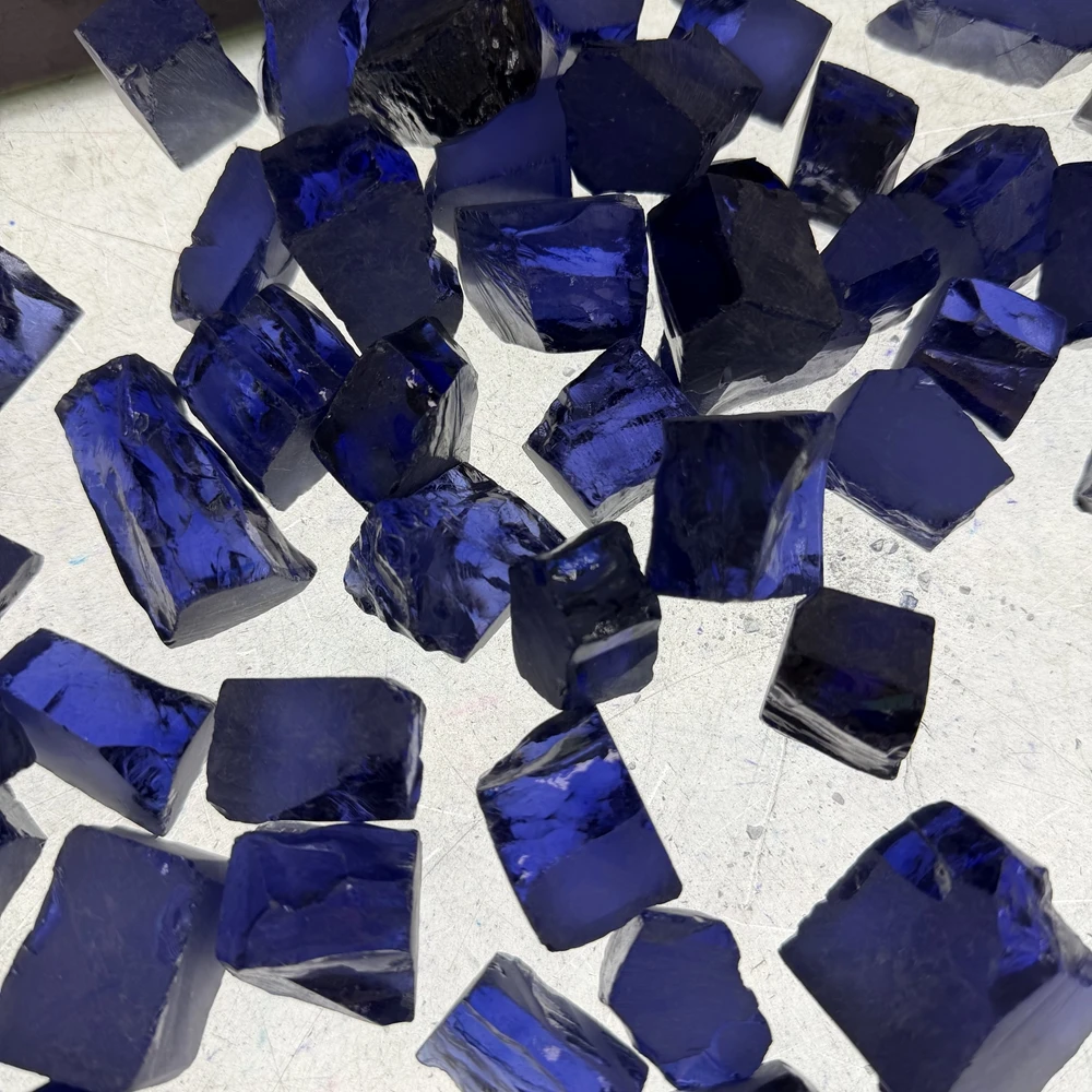 500G Tanzanite Blue Synthetic Cubic Zirconia Rough Raw Material Uncut CZ Gemstone for Jewelry Faceting Making