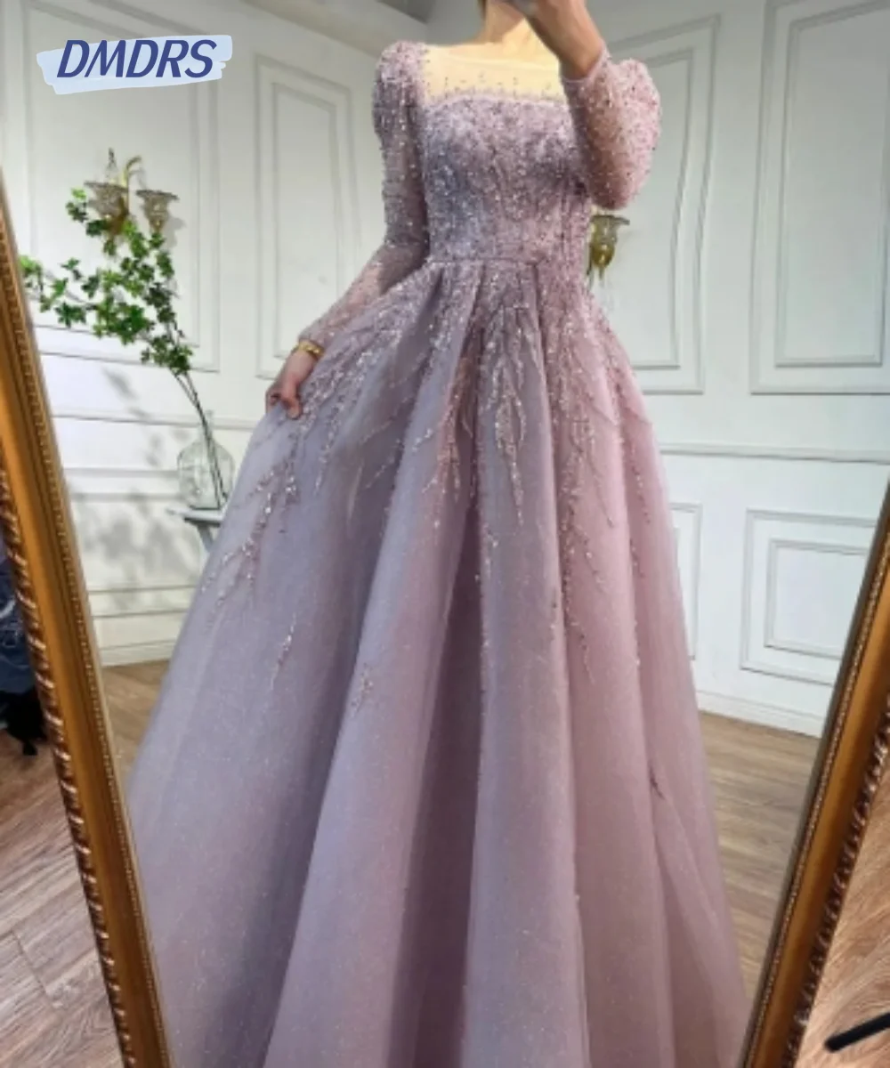 Abiti da sera con collo quadrato musulmano elegante abito da sposa lungo fino al pavimento grazioso abito da sposa romantico a-line Vestidos De Novia