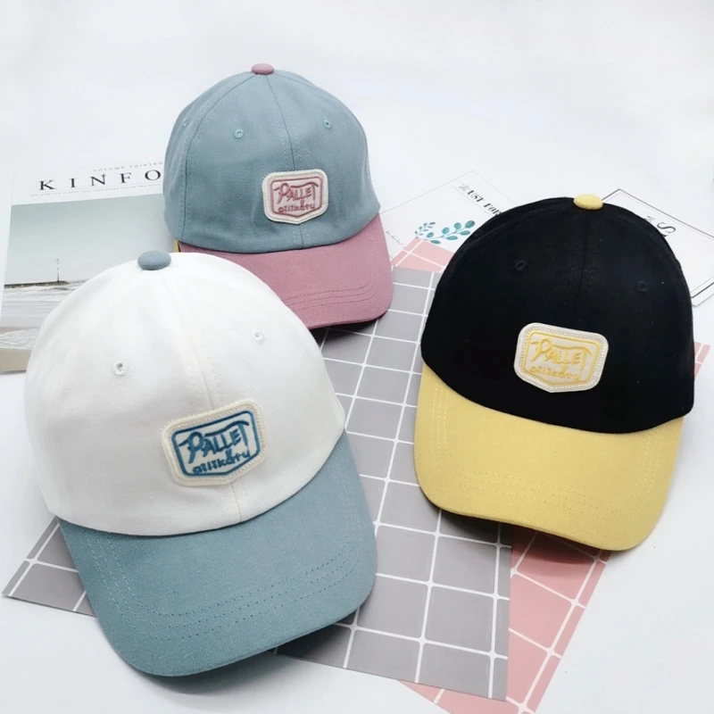 

Boys Girls Children Baseball Caps Sun Hats Kids Adjustable Sun Protection Caps Letter Colorblock Cartoon Casual Visors Hats