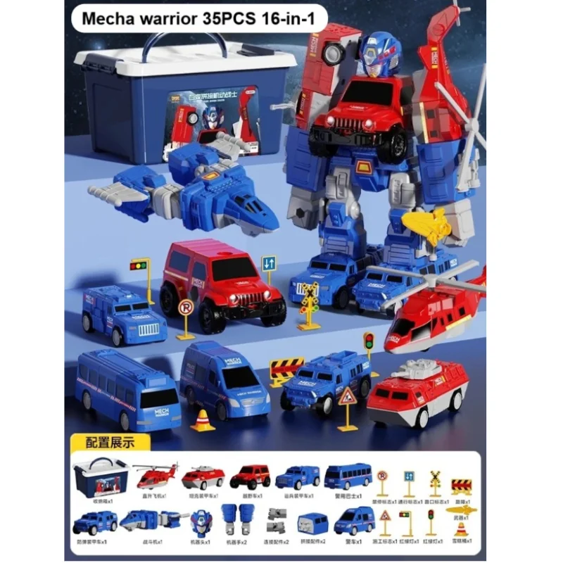 Deformazione magnetica per bambini Ingegneria Auto Robot Building Block Toy Set Multi Style Puzzle Macchinari di assemblaggio Mech Toy Gift