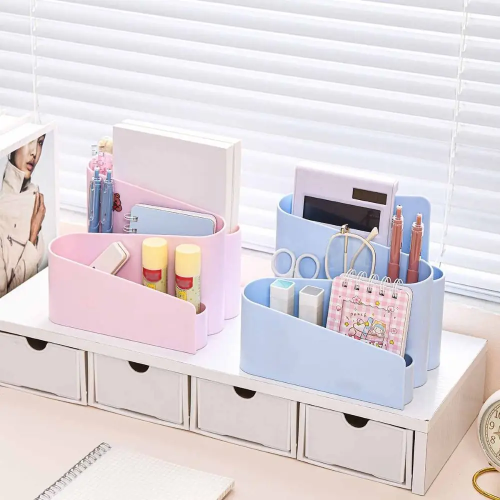 INS-Style Desktop Pen Holder Cute Multi-Layer Makeup Brush Holder Large Capacity Plastic Brush Storage Container Household