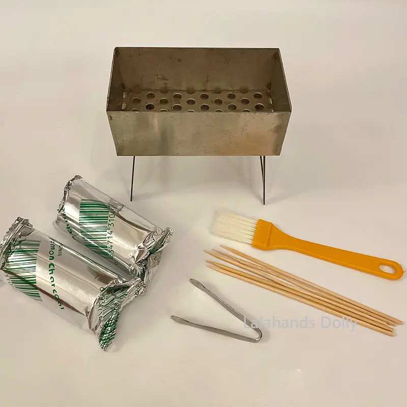 Casa de boneca em miniatura itens de cozinha mini multiuso conjunto de grelha a carvão cozinha comida jogar casa brinquedo acessórios de cozinha