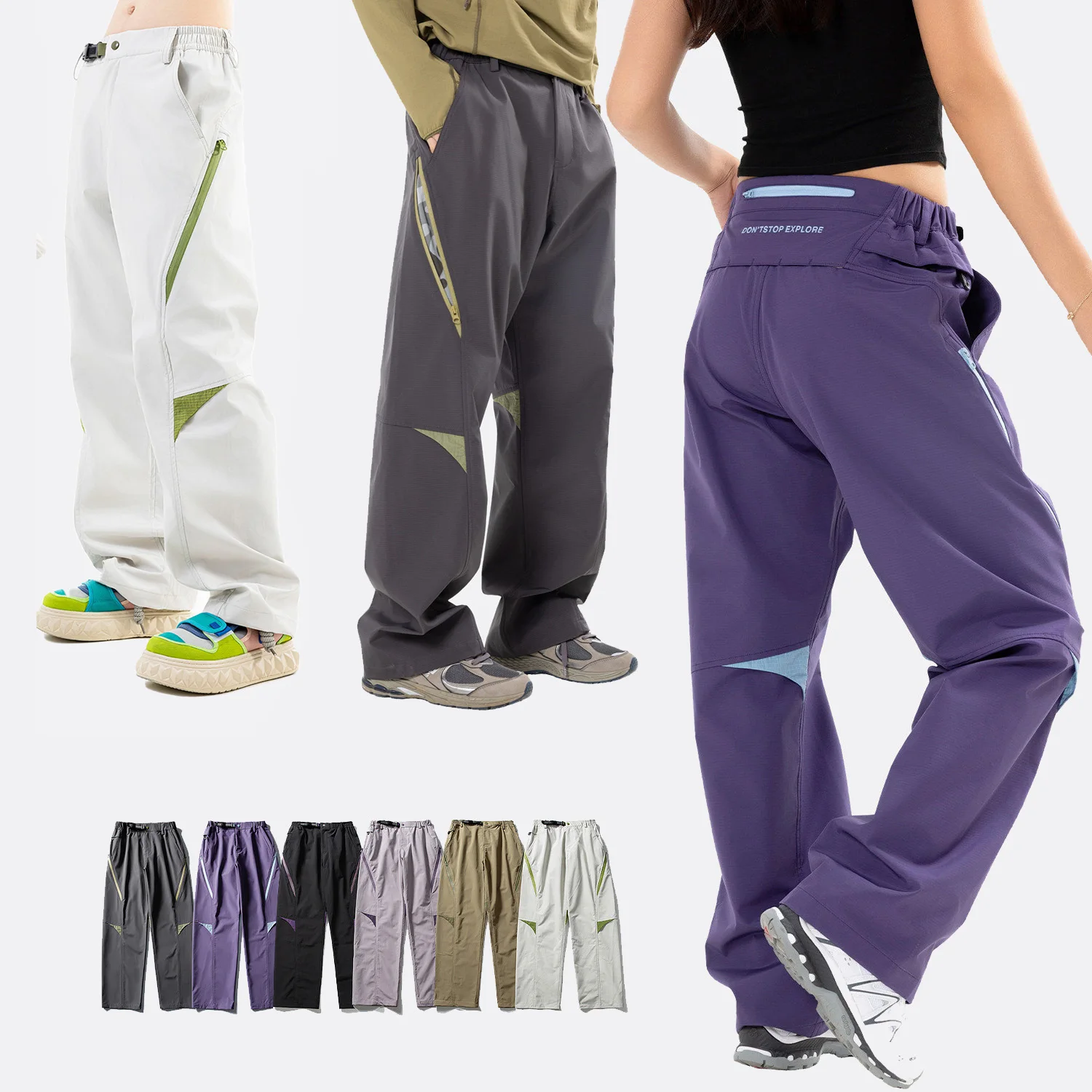 Men Women Outdoor Waterproof Breathable Soft Shell Loose Casual Techwear Sports Cargo Pants Track Trousers Joggers Sweatpants