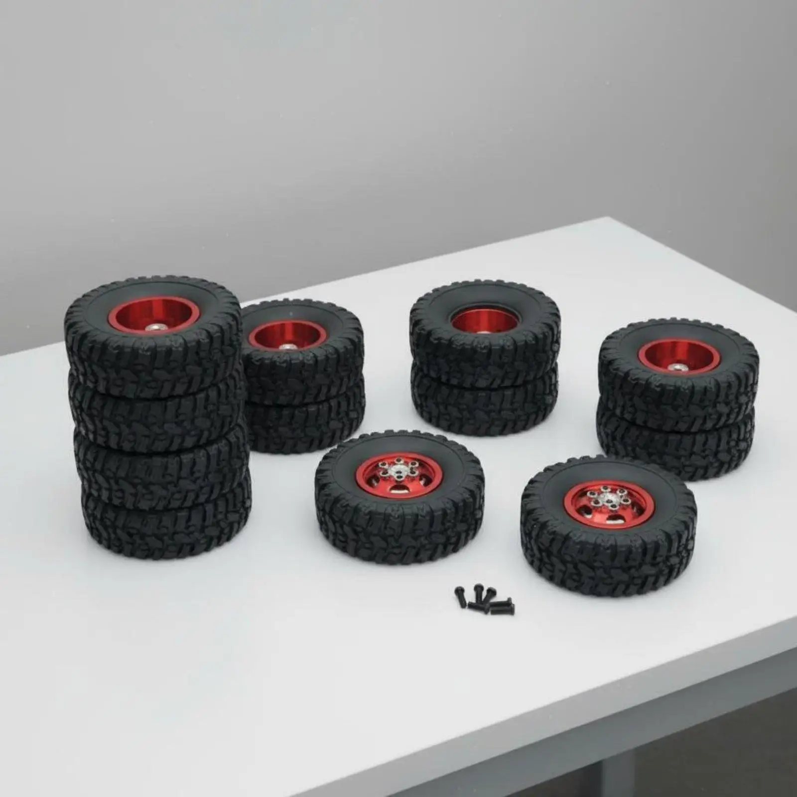 6 Pieces 68mm RC Truck Tires 6x6 RC Truck Wheel Set Multi-Terrain