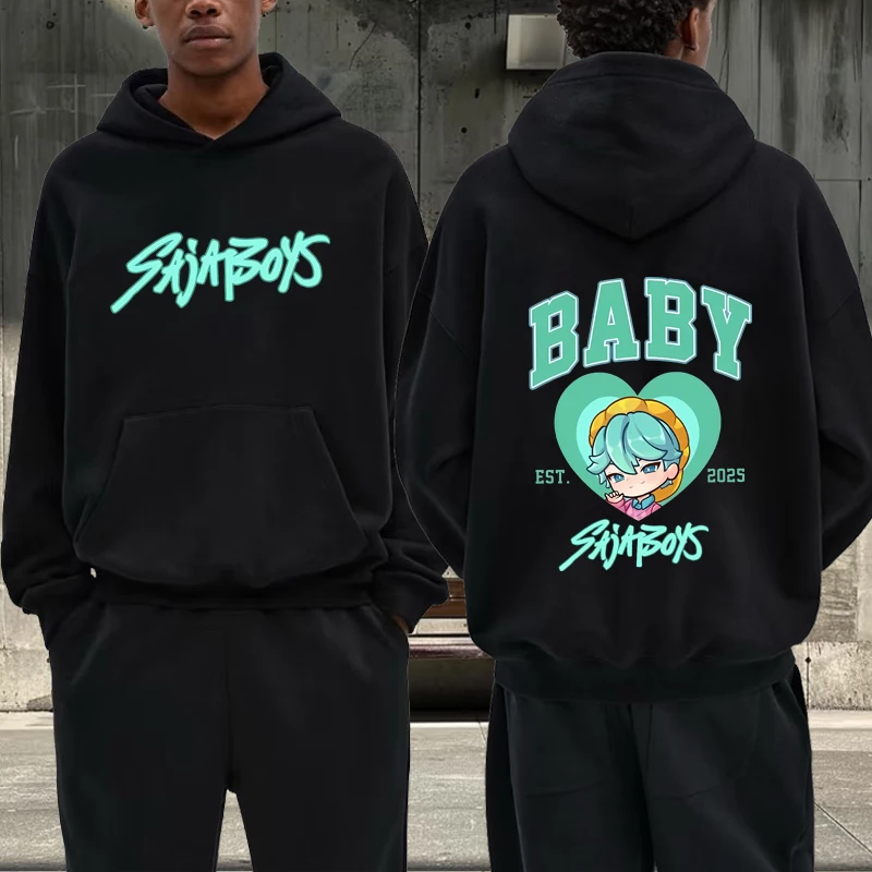 Kpop Demon Hunters Saja Boys felpa con cappuccio uomo donna vintage Anime Felpa a maniche lunghe con stampa grafica felpa con cappuccio oversize unisex