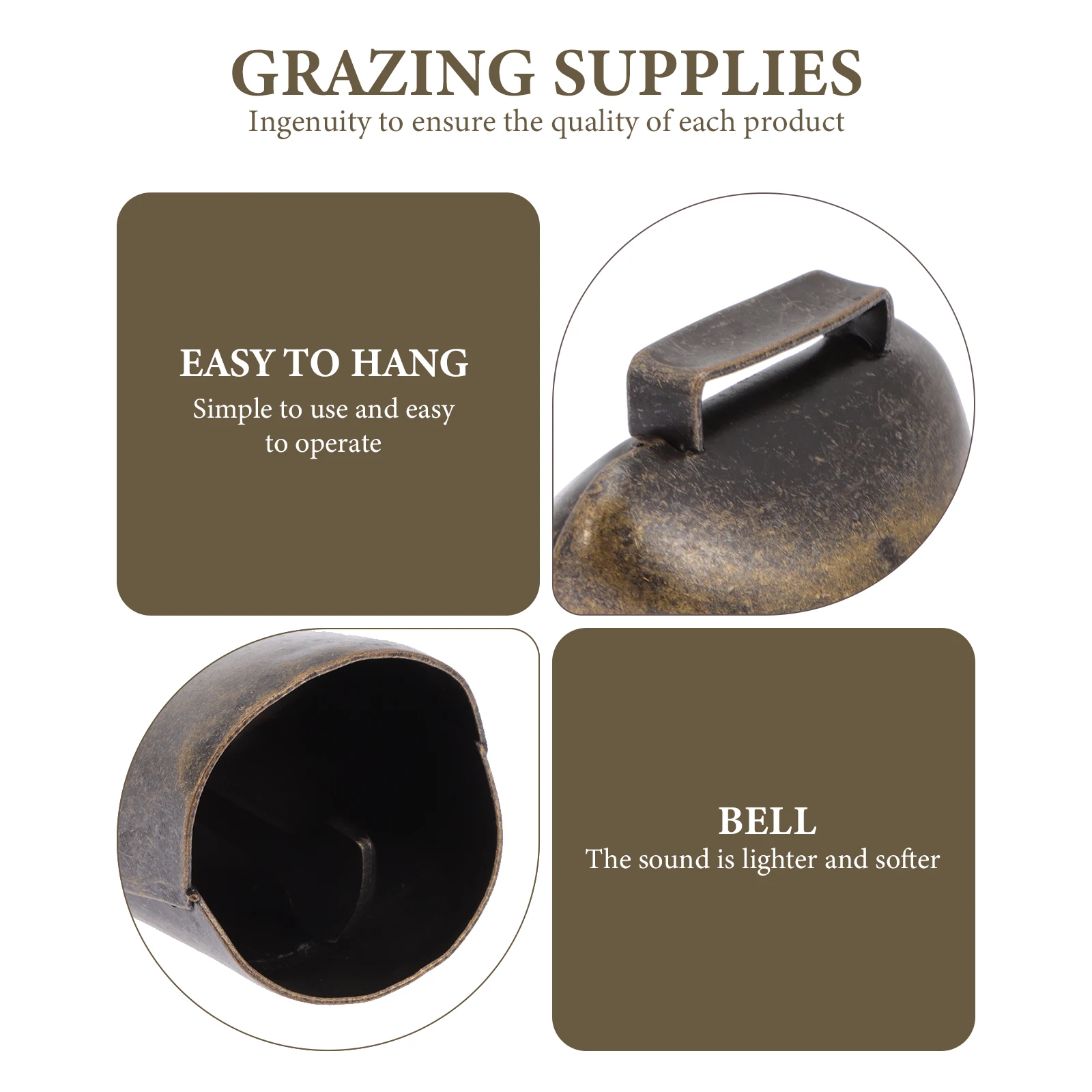 

2Pcs Iron Cow Bells Lightweight Galvanized Grazing Bells Decorative Livestock Collar Ornaments Farming Tools Farming Accessories